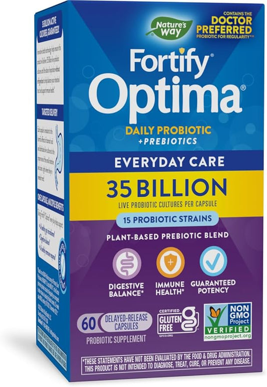 Nature? Way Fortify Optima Daily Probiotic, 35 Billion, 15 Strains, Prebiotic, 60 Capsules