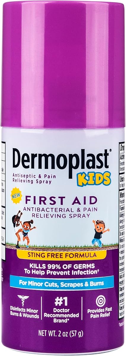 Dermoplast Kids Sting-Free First Aid Spray, Antiseptic & Analgesic Spray for Minor Cuts, Scrapes and Burns, 2 Ounce
