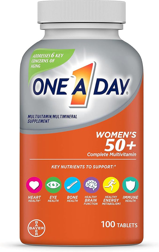 One A Day Women? 50+ Multivitamins, Multivitamin for Women with Vitamin A, C, D, E and Zinc for Immune Health Support*, Calcium & more, 100 count