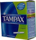 Tampax Super Absorbency Tampons with Flushable Applicator 20 ct
