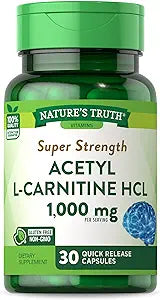 Acetyl L-Carnitine HCL | 1000mg | 30 Capsules | ALCAR | Non-GMO, Gluten Free Supplement | by Nature's Truth