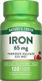 Ferrous Sulfate Iron Supplement | 65 mg | 120 Tablets | Non-GMO, Gluten Free | by Nature's Truth