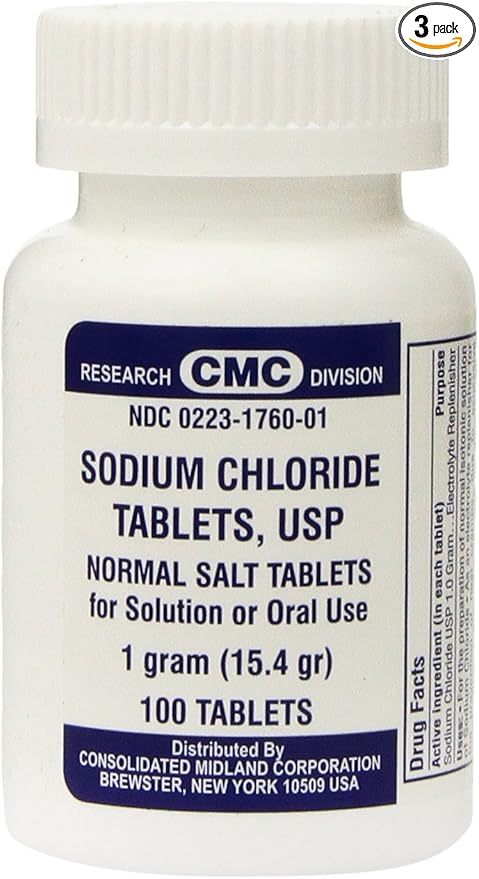 Sodium Chloride Tablets 1 Gm, USP Normal Salt Tablets - 100 Tablets