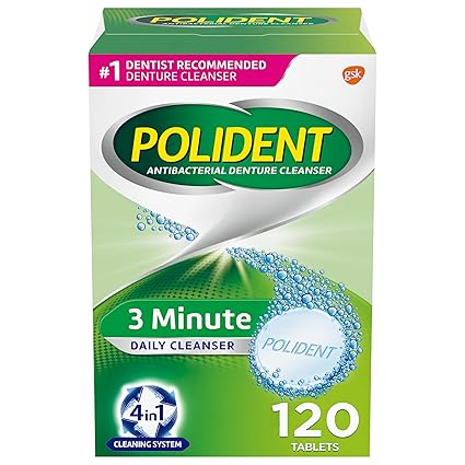 Polident 3 Minute Denture Cleanser Tablets - 120 Count