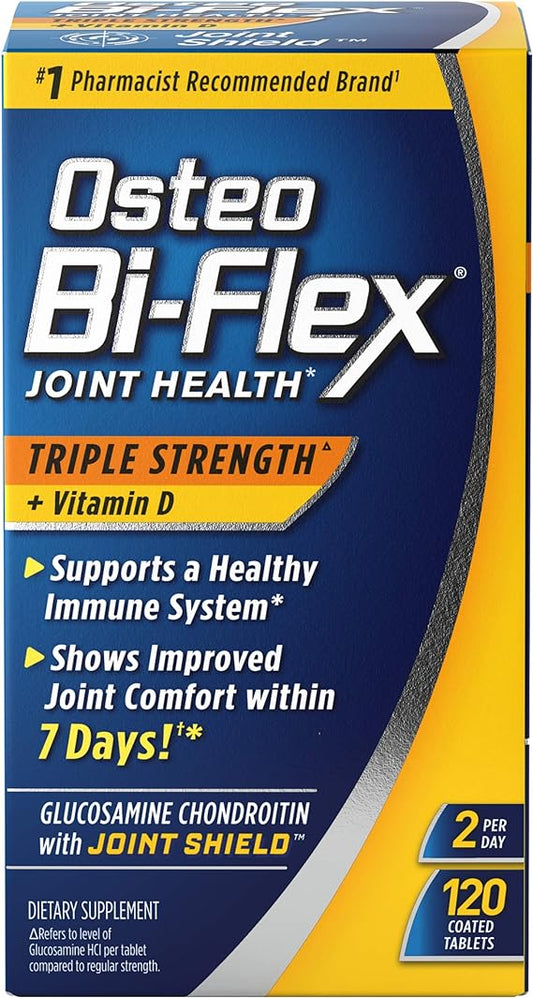 Osteo Bi-Flex Triple Strength with Vitamin D Glucosamine Chondroitin Joint Health Supplement, Coated Tablets, Red