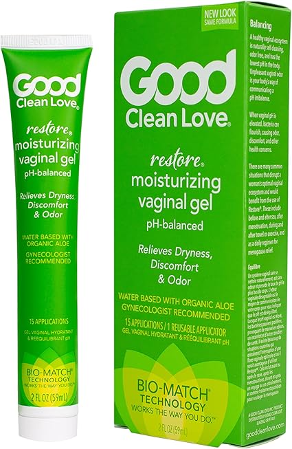 Good Clean Love Restore Moisturizing Vaginal Gel, pH-Balanced, Water-Based with Aloe Vera & Lactic Acid, Reduces Dryness, Discomfort & Odor for Women, 2 Oz
