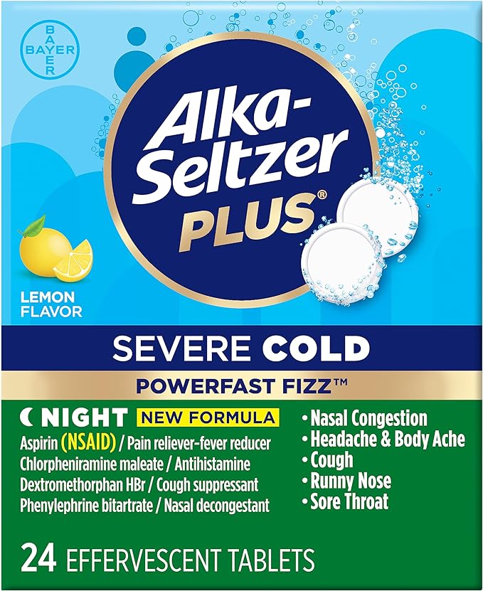 Alka-Seltzer Plus Severe Night Cold PowerFast Fizz Effervescent Tablets 24 Count