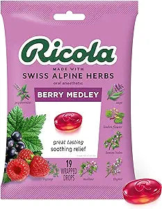 Ricola Berry Medley Bag | Cough Suppressant Throat Drops | Naturally Soothing Long-Lasting Relief - 19 Count (   1)