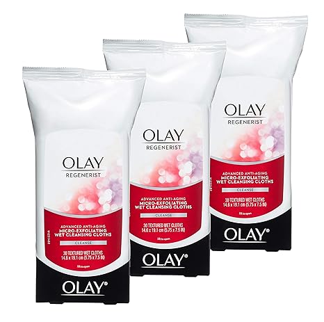 Olay Regenerist Micro-Exfoliating Wet Cleansing Cloths, 30 Count 