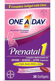 ONE A DAY Women's Prenatal 1 Multivitamin including Vitamins A, C, D, B6, B12, Iron, Omega-3 DHA & more - Supplement for Before, During, & Post Pregnancy, 30 Ct