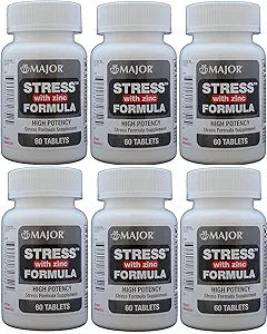 Stress Tab with Zinc High Potency Stress Formula with B-Vitamins, C+E, Plus Antioxidants and Zinc for Immune Support 60 Tablets per Bottle Total 60 Tablets