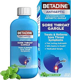 Betadine Antiseptic Medicated Gargle, Povidone-Iodine 0.5%, Treat and Relieve Sore Throat Symptoms, Temporarily Reduces Germs Normally Found in The Mouth, Mint Flavor, 8 FL OZ