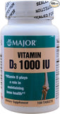 Vitamin D3 as Cholecalciferol 1000 IU Vitamin D Supplement 100 Tablets per Bottle