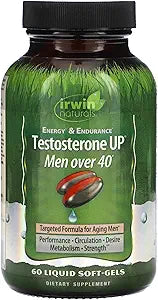 Irwin Naturals Energy '&' Endurance Testosterone Up Men over 40 60 Sgels