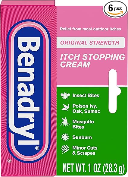 Benadryl Original Strength Itch Stopping Anti-Itch Cream, Diphenhydramine HCl Topical Analgesic & Zinc Acetate Skin Protectant, Relief from Most Outdoor Itches, 1 oz 
