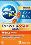 Alka-seltzer Plus Cold & Flu, Power Max Cold and Flu Medicine, Day, For Adults with Pain Reliver/Fever Reducer, Cough Suppressant, Nasal Decongestant, 24 count