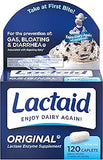 Lactaid Original Strength Lactose Intolerance Relief Caplets with Natural Lactase Enzyme, Dietary Supplement to Help Prevent Gas, Bloating & Diarrhea Due to Lactose Sensitivity, 120 ct