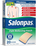 Salonpas Pain Relieving Patch, 20 Count, for Back, Neck, Shoulder, Knee Pain and Muscle Soreness, 8 Hour Pain Relief