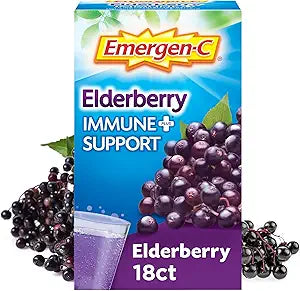 Emergen-C Immune+ Vitamin C 1000mg (18 Count, Elderberry) Dietary Supplement Fizzy Drink Mix Powder   ets