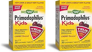 Nature's Way Primadophilus Kids 3 Billion CFU, 30 Cherry Flavored Chews, for Kids Ages 2-12