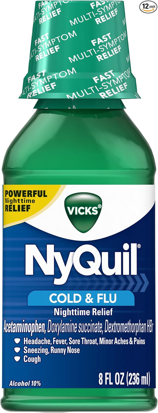 Vicks NyQuil Cold & Flu Nighttime Relief, Original Liquid 8 Fl Oz 