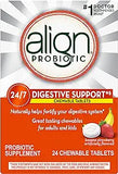 Align Probiotic, Chewable Probiotic Tablets for Women and Men, Fortify Your Digestive System 24/7 with Healthy Bacteria, #1 Recommended Probiotic by Doctors and Gastroenterologists, 24 Tablets