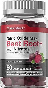 Horb?ch Nitric Oxide Beet Root Gummies | 60 Count | with Nitrates | Strawberry Flavor | Vegan, Non-GMO, Gluten Free Supplement