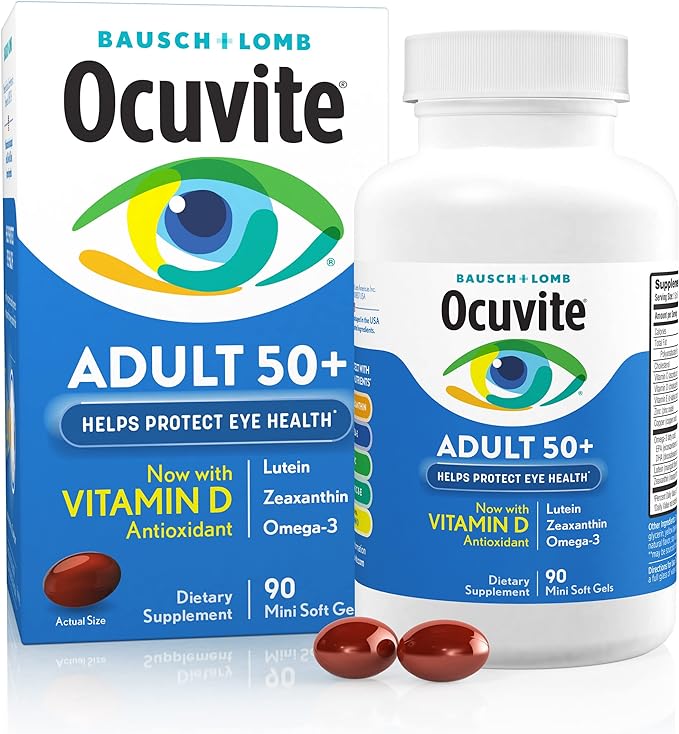 Ocuvite Eye Vitamin & Mineral Supplement, Contains Zinc, Vitamins C, E, Omega 3, Lutein, & Zeaxanthin, 90 Softgels  