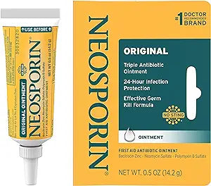 Neosporin Original First Aid Antibiotic Ointment with Bacitracin Zinc For Infection Protection, Wound Care Treatment & Scar Appearance Minimizer for Minor Cuts, Scrapes and Burns,.5 oz
