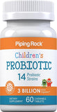 Piping Rock Probiotic for Children | 60 Chewable Tablets | Berry Flavor | 14 Strains, 3 Billion Organisms | Non-GMO, Gluten Free Kids Supplement