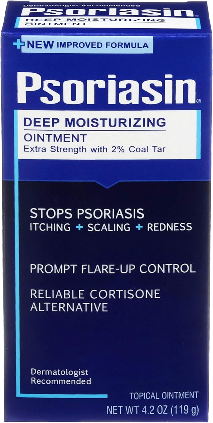 Psoriasin Deep Moisturizing Ointment - 2% Coal Tar - Stops Psoriasis Itching, Scaling, Redness - 4.2 oz