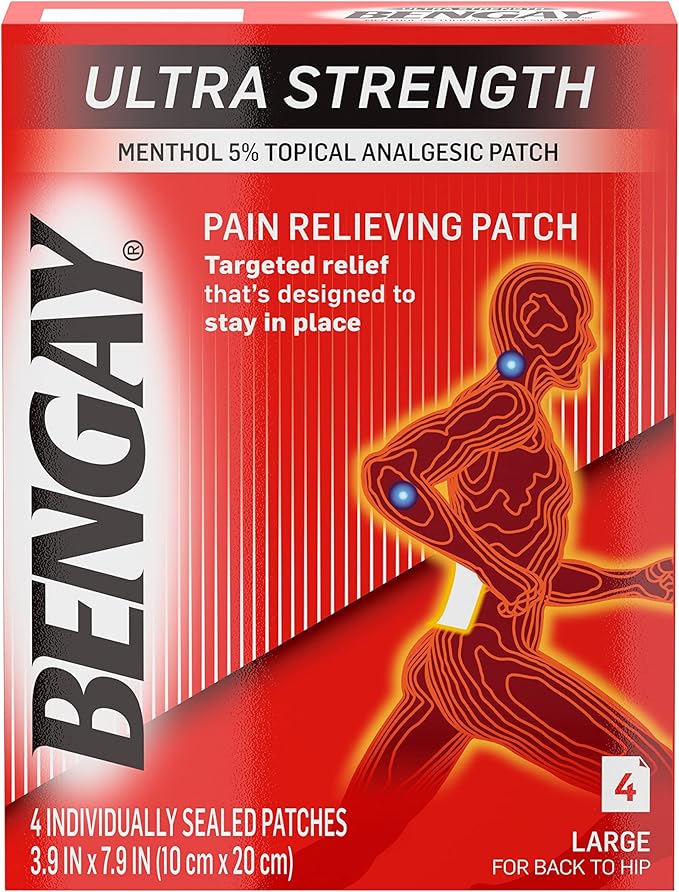 Bengay Ultra Strength, Pain Relieving Patch, Large Size, 4 Count