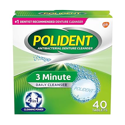 Polident 3 Minute Denture Cleanser Tablets - 40 Count