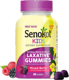 Senokot Kids Mixed Berry Laxative Gummies for Age 2+, Senna Extract for Gentle, Overnight Relief from Occasional Constipation, 40 ct