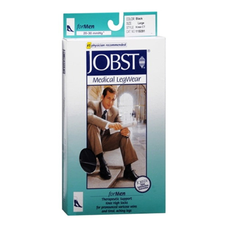 Jobst Medical Legwear For Mens Socks, Knee High 20-30 Mm/Hg Compression, Black Color, Size: Large - 1 Piece