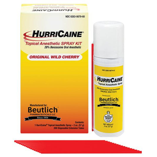 HurriCaine Topical Anesthetic Spray With 200 Tubes Ea