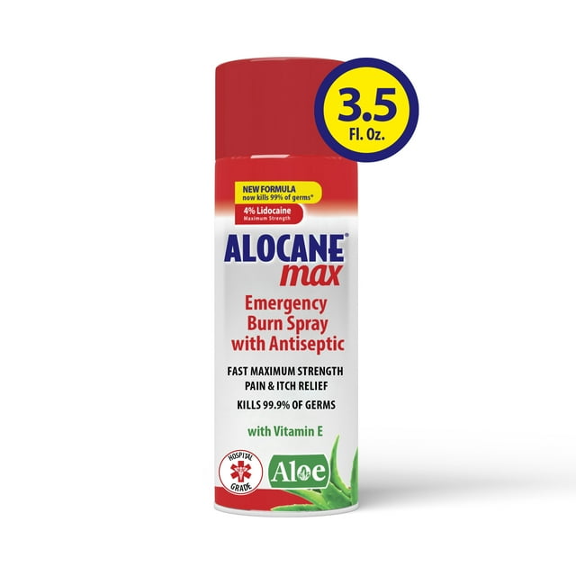 ALOCANE? Max Maximum Strength Emergency Burn Spray with Antiseptic, 4% Lidocaine Burn Care, 3.5 fl oz
