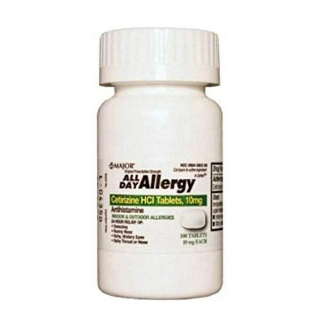 All Day Allergy Relief Cetirizine 10MG 300 Count Tablets by Major