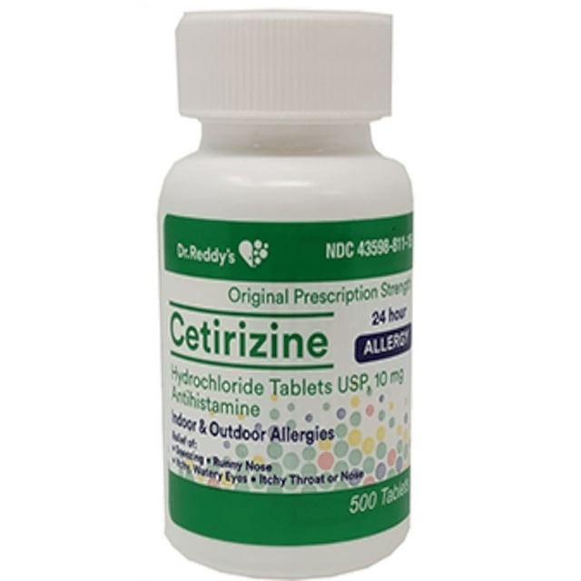 Allergy Relief Cetirizine HCL 10mg 500 count Tablets