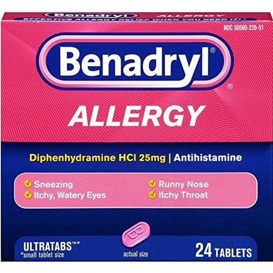 Benadryl Allergy, 25 mg, Ultratab Tablets, 24 ct