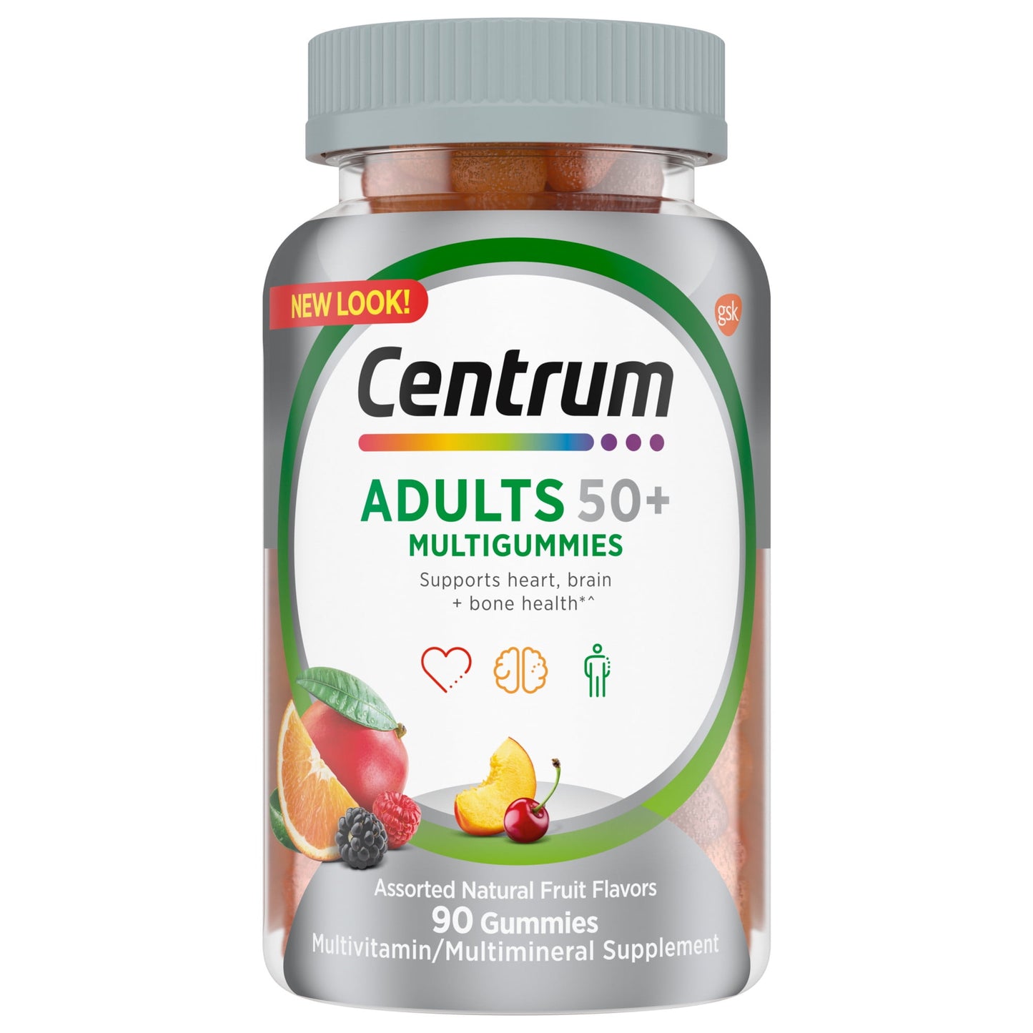 Centrum Multigummies Adult Over 50 Multivitamin Gummies, Assorted Fruit, 90 Ct