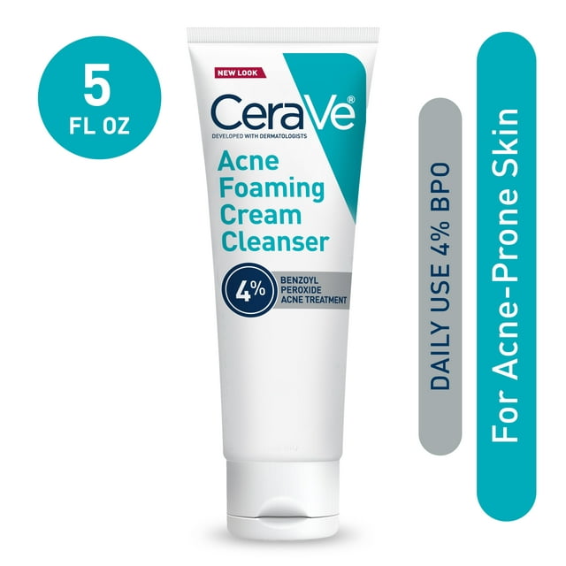 CeraVe Face Cream Acne Foaming Cleanser 4% Benzoyl Peroxide 5 oz