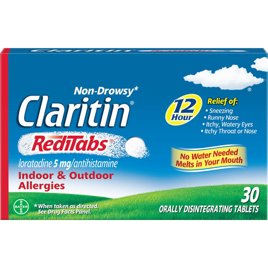 Claritin RediTabs 12 Hour Non-Drowsy Allergy Medicine, Loratadine Antihistamine Tablets, 30 Ct