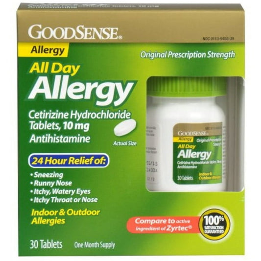 Good Sense All Day Allergy, Cetirizine HCl Tablets, 10 mg 30 Each