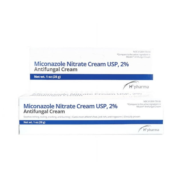 H2 Pharma Miconazole Nitrate Cream USP, 2% Antifungal Cream - 1 oz (28g)
