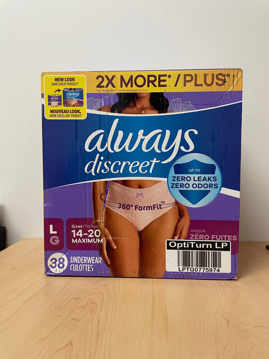 Always Discreet Adult Postpartum Incontinence Underwear for Women - Maximum Protection - Large - 38ct (Please be advised that sets may be missing pieces or otherwise incomplete.)