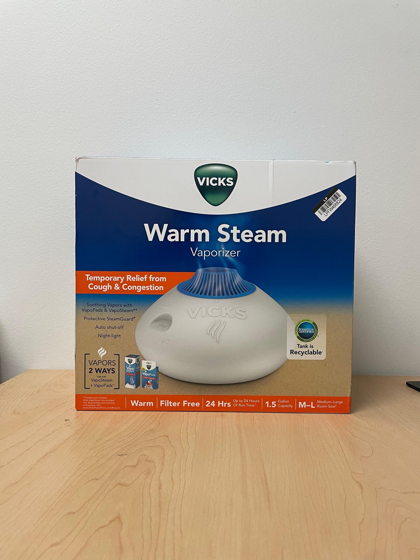 Vicks Warm Steam Vaporizer Humidifier with Night Light - 1.5gal pack 5