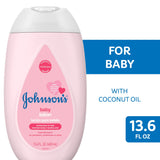 Johnson's Moisturizing Pink Baby Body Lotion for Baby and Toddler with Coconut Oil, 13.6 fl oz