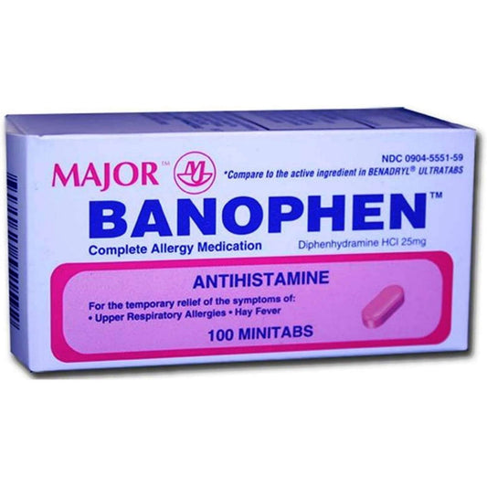 Major Banophen 25 mg. Minitabs 100 ct