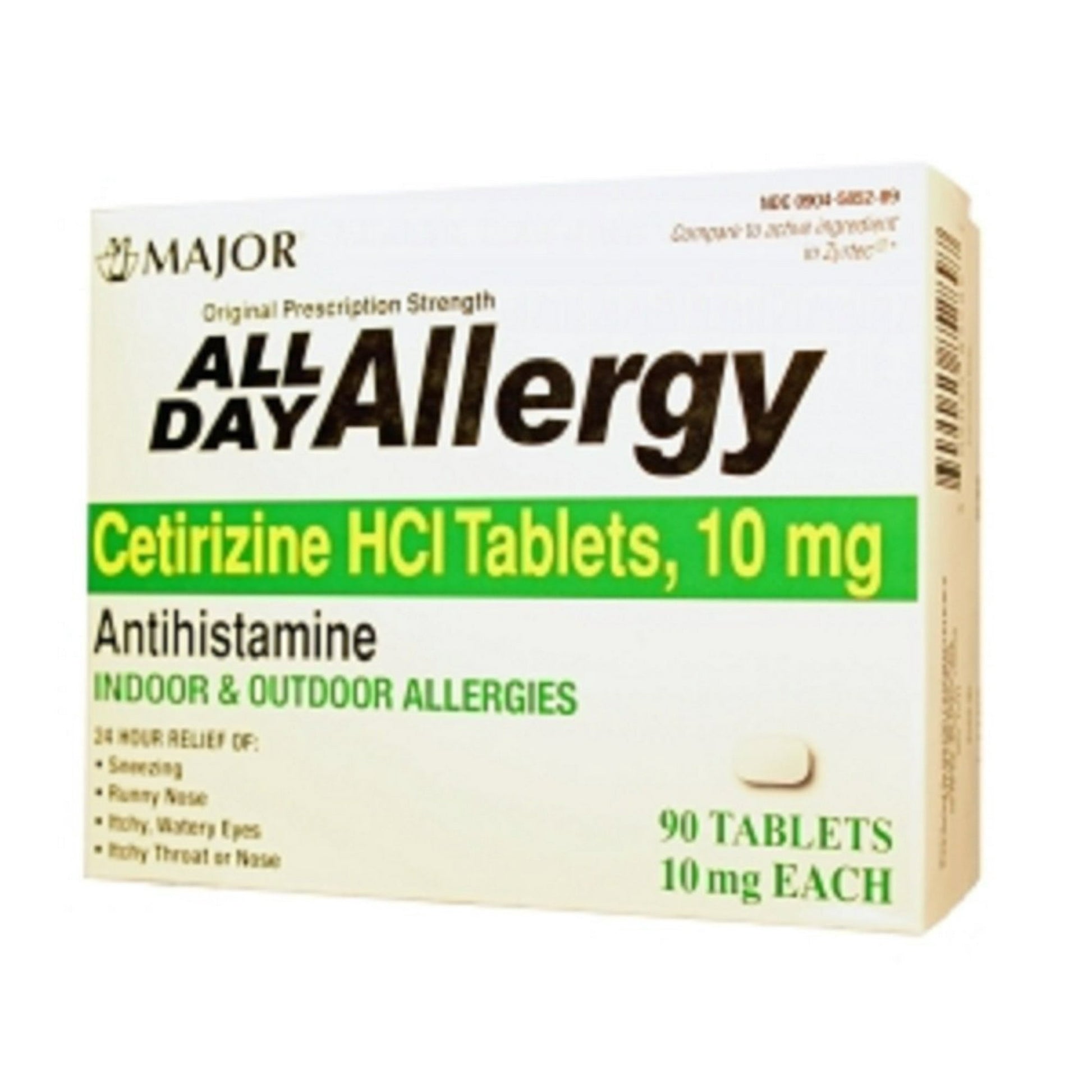 Major Cetirizine 10mg All Day Allergy Tabs (Box of 90)